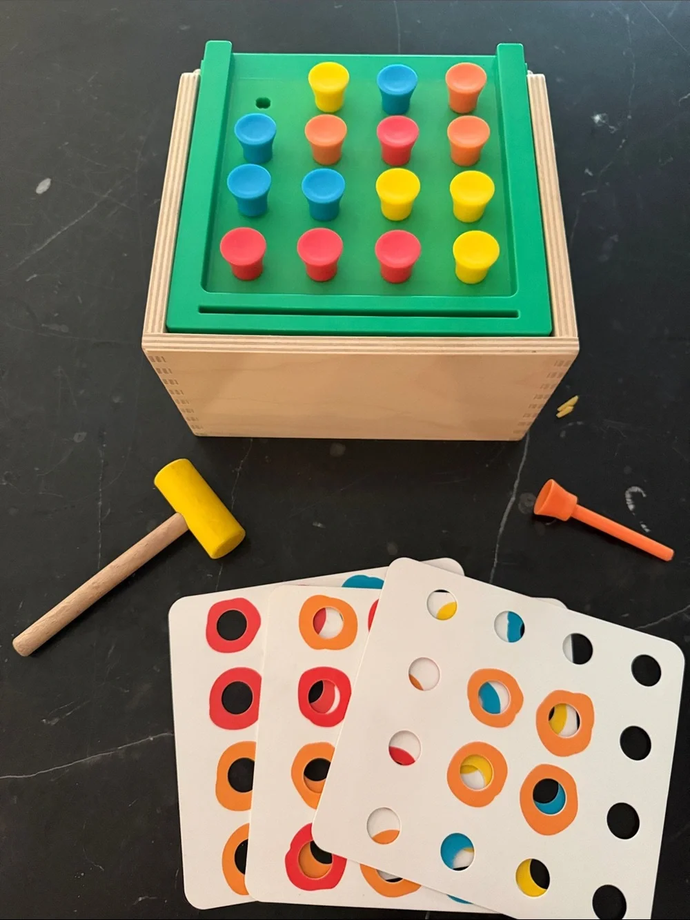 Lovevery Color Sorting Match and Hammer- Multicolor Peg Playset